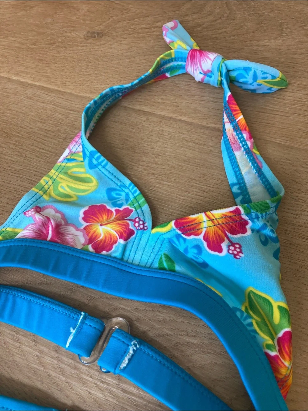 Y2K Blue Tropical Baby Halter Swim Bikini